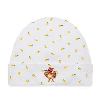 Coffee Chick mit Bandana und Sonnenbrillen - Baby Premium Organic Mütze - Weiß/Zitronengelb - Vorne