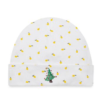 Aquarell-Weihnachtsbaum mit roten Ornamenten - Baby Premium Organic Mütze - Weiß/Zitronengelb - Vorne