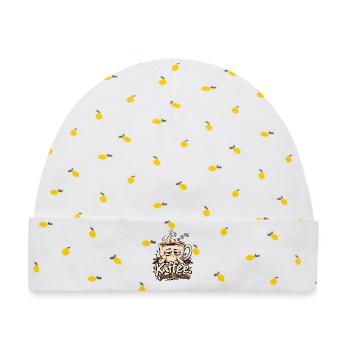 Lustiges Motiv für Kaffeefans - Kaffee dann reden - Baby Premium Organic Mütze - Weiß/Zitronengelb - Vorne