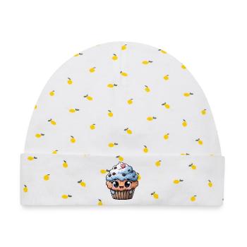 Kawaii Cupcake Herzglück - Baby Premium Organic Mütze - Weiß/Zitronengelb - Vorne