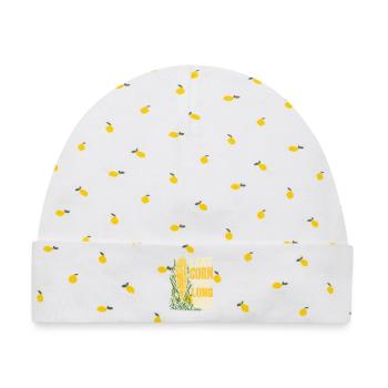 Ich ess Mais den langen Weg - Baby Premium Organic Mütze - Weiß/Zitronengelb - Vorne