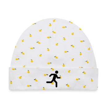 Running Man - Baby Premium Organic Mütze - Weiß/Zitronengelb - Vorne
