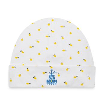 Keep Calm Moin – Maritimer Küsten Style - Baby Premium Organic Mütze - Weiß/Zitronengelb - Vorne