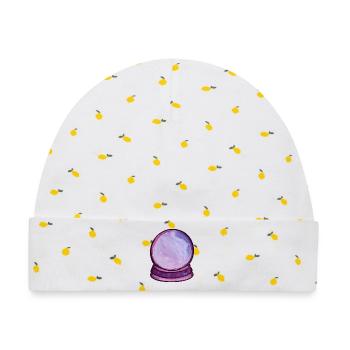 Violette Orb Aquarellkugel - Baby Premium Organic Mütze - Weiß/Zitronengelb - Vorne