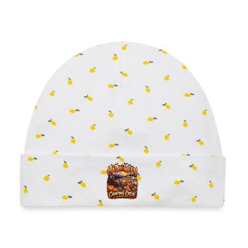 Halloween Camping Crew Motiv - Baby Premium Organic Mütze - Weiß/Zitronengelb - Vorne