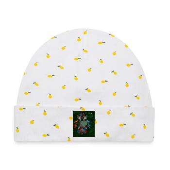 Märchenhaftes Design mit Herz und Blüten  - Baby Premium Organic Mütze - Weiß/Zitronengelb - Vorne
