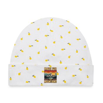Retro Sunset Mountains Naturliebhaber-Outdoor-Wanderung - Baby Premium Organic Mütze - Weiß/Zitronengelb - Vorne