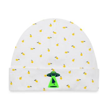 Ufo Entfuehrung Wald Logo - Baby Premium Organic Mütze - Weiß/Zitronengelb - Vorne