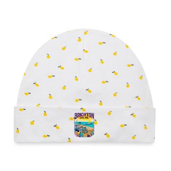 City Retro Brighton England Seaside Coastal - Baby Premium Organic Mütze - Weiß/Zitronengelb - Vorne