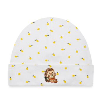 Igel mischt Gewürze - Baby Premium Organic Mütze - Weiß/Zitronengelb - Vorne