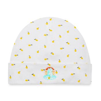 Katze Ramen Retro - Baby Premium Organic Mütze - Weiß/Zitronengelb - Vorne