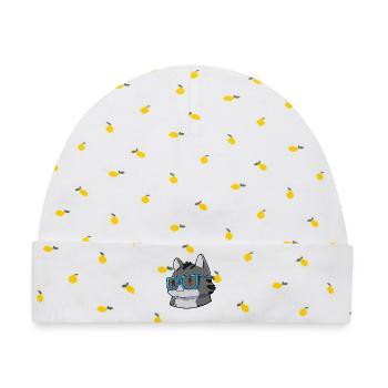  Mathe Katze Nerd - Baby Premium Organic Mütze - Weiß/Zitronengelb - Vorne