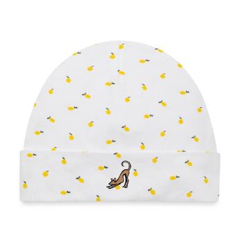 Katzenstrecken-Silhouette - Baby Premium Organic Mütze - Weiß/Zitronengelb - Vorne