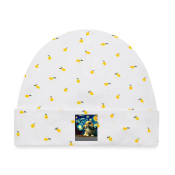 Zwergwidder Kaninchen Starry Night - Baby Premium Organic Mütze - Weiß/Zitronengelb - Vorne