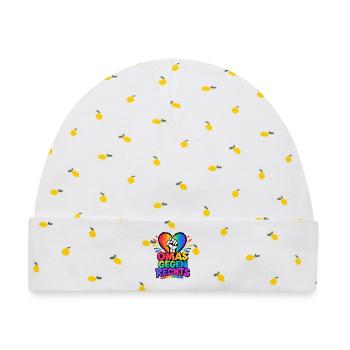 OMAS GEGEN RECHTS – Regenbogen Herz - Baby Premium Organic Mütze - Weiß/Zitronengelb - Vorne