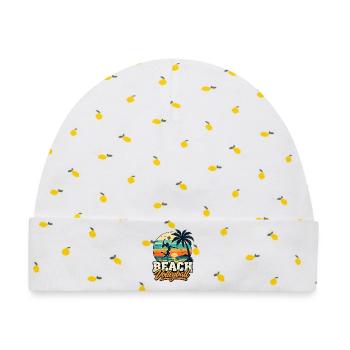 Beachvolleyball Sunset – Retro Beach Vibes - Baby Premium Organic Mütze - Weiß/Zitronengelb - Vorne