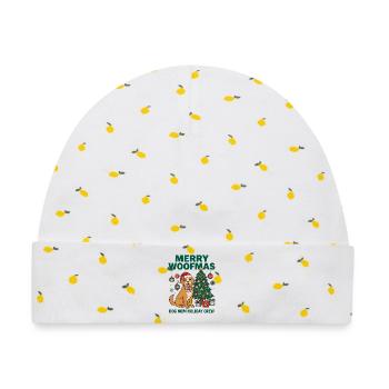 Fröhliche Woofmas Hundemama-Weihnachtscrew - Baby Premium Organic Mütze - Weiß/Zitronengelb - Vorne