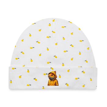 Goldfisch Hoodie Porträt - Baby Premium Organic Mütze - Weiß/Zitronengelb - Vorne