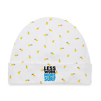 less work more surf - Baby Premium Organic Mütze - Weiß/Zitronengelb - Vorne