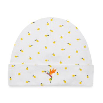 Paradiesvogel Farbenspiel - Baby Premium Organic Mütze - Weiß/Zitronengelb - Vorne