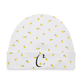 Letter C, Name, der Buchstabe C - Baby Premium Organic Mütze - Weiß/Zitronengelb - Vorne