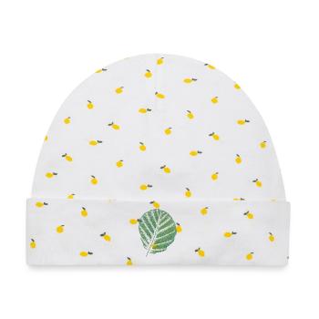 Blatt Erle / Original Kunstdruck - Baby Premium Organic Mütze - Weiß/Zitronengelb - Vorne
