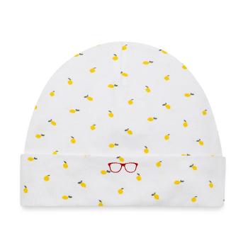 Abstrakte Brille / Linie / Muster / Trend / rot - Baby Premium Organic Mütze - Weiß/Zitronengelb - Vorne