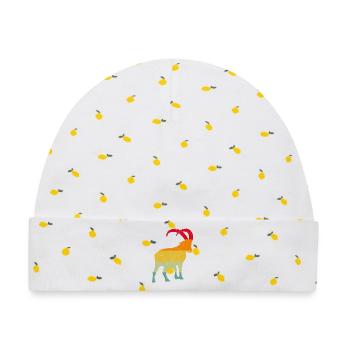 Steinbock, Wandern, Berge - Baby Premium Organic Mütze - Weiß/Zitronengelb - Vorne