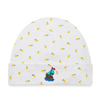 Wotan Wikinger Boot Cartoon - Baby Premium Organic Mütze - Weiß/Zitronengelb - Vorne