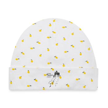 Hund Pferd Reiterin - Never walk alone, Backprint - Baby Premium Organic Mütze - Weiß/Zitronengelb - Vorne
