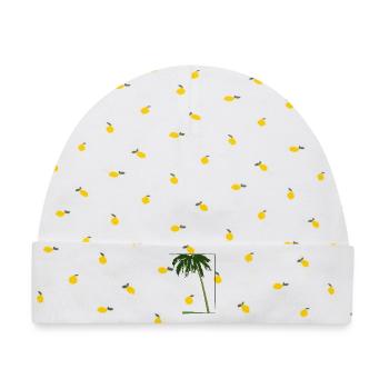 Palme in Rahmen | palm tree in frame - Baby Premium Organic Mütze - Weiß/Zitronengelb - Vorne