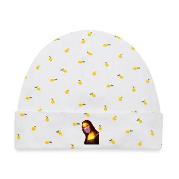 Mona Lisa Kaugummi Bubble - Baby Premium Organic Mütze - Weiß/Zitronengelb - Vorne