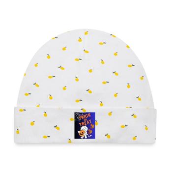 Trick oder Treat Mumie Kürbis - Baby Premium Organic Mütze - Weiß/Zitronengelb - Vorne