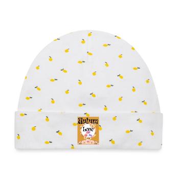 Aurum Love Blütenkreis - Baby Premium Organic Mütze - Weiß/Zitronengelb - Vorne