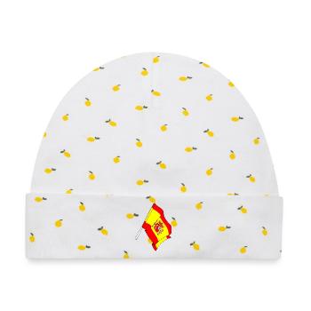 Flagge von Spanien - Baby Premium Organic Mütze - Weiß/Zitronengelb - Vorne