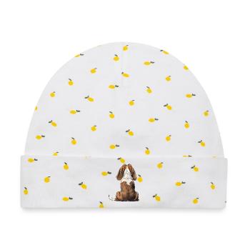 Basset Hund - Baby Premium Organic Mütze - Weiß/Zitronengelb - Vorne