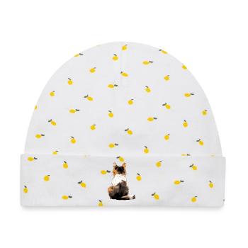 Japanischer Bobtail - Baby Premium Organic Mütze - Weiß/Zitronengelb - Vorne