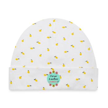 OMA. OMA - Baby Premium Organic Mütze - Weiß/Zitronengelb - Vorne