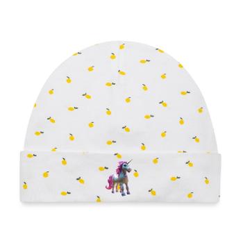 Pastell-Einhornblüte - Baby Premium Organic Mütze - Weiß/Zitronengelb - Vorne