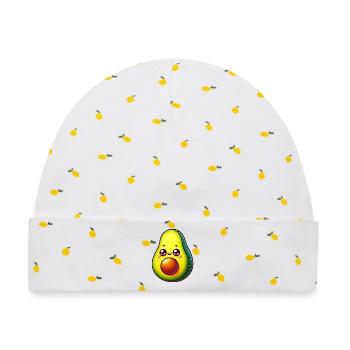 Avocado - Baby Premium Organic Mütze - Weiß/Zitronengelb - Vorne