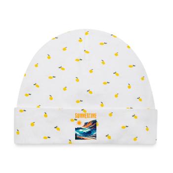 Summertime - schönes Sommerdesign - Baby Premium Organic Mütze - Weiß/Zitronengelb - Vorne