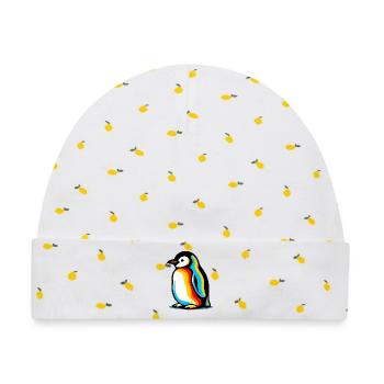 Pinguin - Baby Premium Organic Mütze - Weiß/Zitronengelb - Vorne