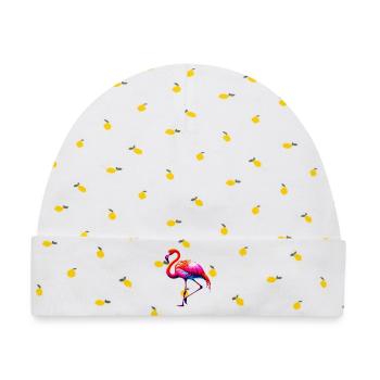 Flamingo - Baby Premium Organic Mütze - Weiß/Zitronengelb - Vorne
