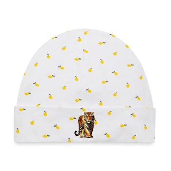 Tiger - Baby Premium Organic Mütze - Weiß/Zitronengelb - Vorne