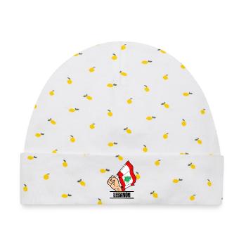 Flagge Libanon faust text LIBANON - Baby Premium Organic Mütze - Weiß/Zitronengelb - Vorne