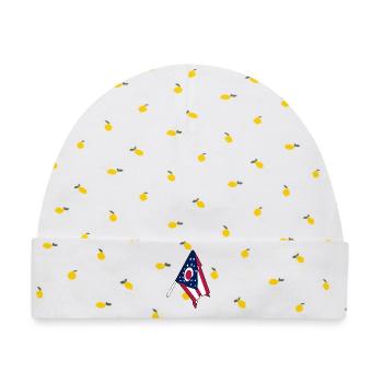 Flagge von Ohio - Baby Premium Organic Mütze - Weiß/Zitronengelb - Vorne