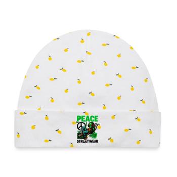 Alien mit Peace-Boombox - Baby Premium Organic Mütze - Weiß/Zitronengelb - Vorne