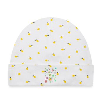Bunte Blumenmuster für fröhliche Anlässe - Baby Premium Organic Mütze - Weiß/Zitronengelb - Vorne