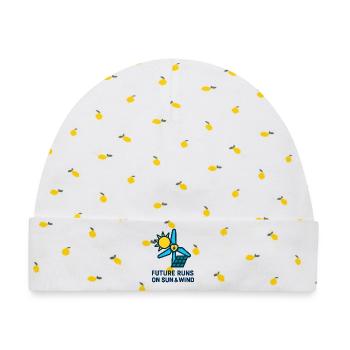 Future Runs on Sun & Wind - Baby Premium Organic Mütze - Weiß/Zitronengelb - Vorne