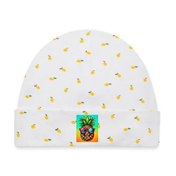 Ananas - Baby Premium Organic Mütze - Weiß/Zitronengelb - Vorne